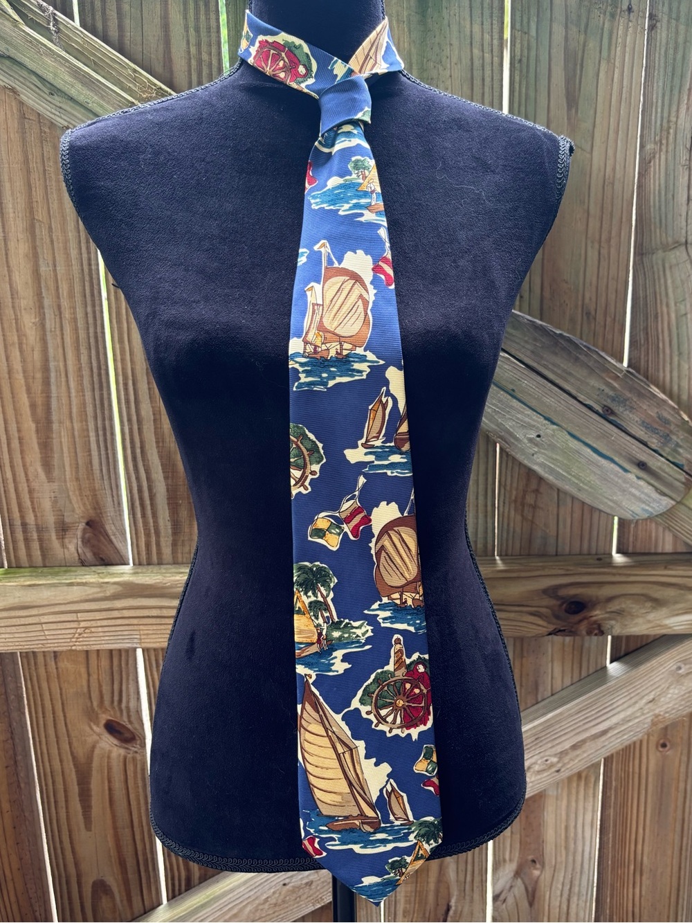 Salty Dog Gant Navy Blue Sailing Silk Tie Size 56”L